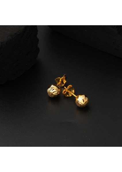 Kalemli 22 Ayar Sarı Altın Top Küpe 7 mm Küpe indirimleri