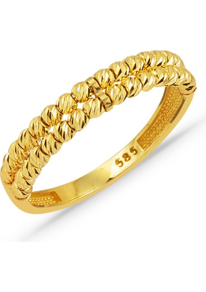 14 Ayar Iki Sıra Dorika Toplu Altın Yüzük