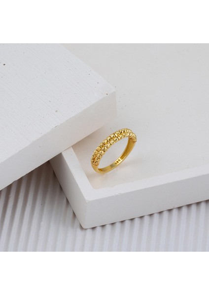 14 Ayar Iki Sıra Dorika Toplu Altın Yüzük fiyatları