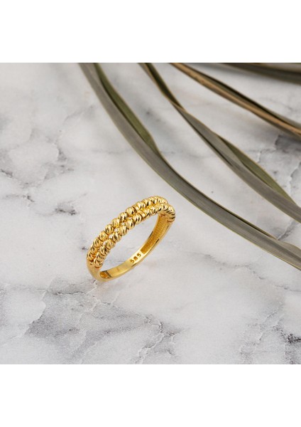 14 Ayar Iki Sıra Dorika Toplu Altın Yüzük fırsatları