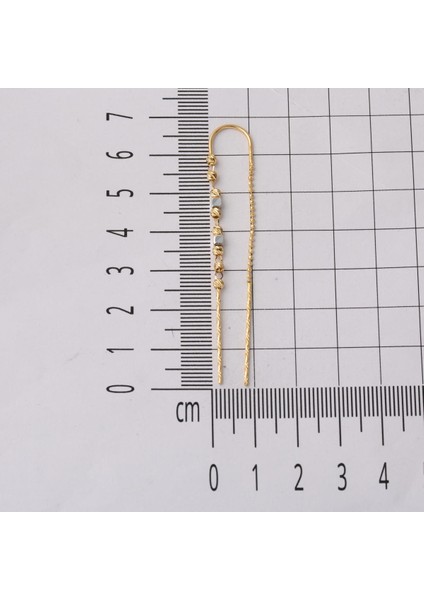 14 Ayar Dorika Toplu Zincir Altın Küpe