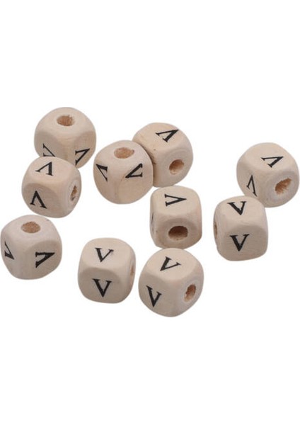 Harf Ahşap Boncuk 10 mm 10 Adet | V