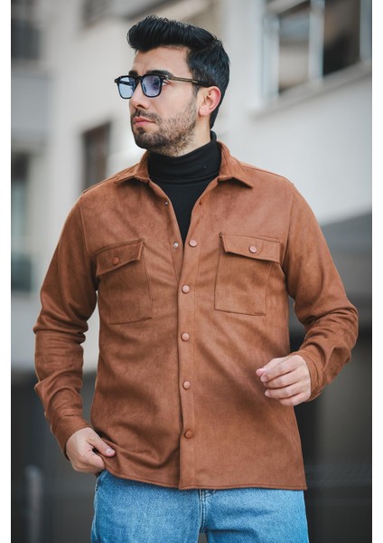 Udeq Slim Fit Çift Cep Kapaklı Likralı Süet Erkek Gömlek fiyatları