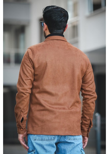 Udeq Slim Fit Çift Cep Kapaklı Likralı Süet Erkek Gömlek fırsatları