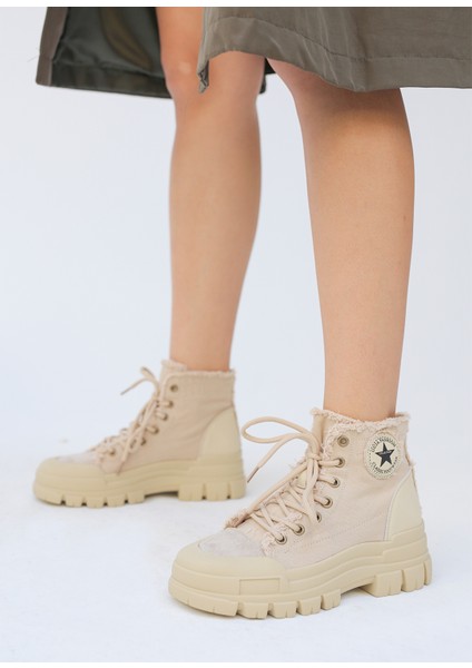 Diess Natural Pamuk Dokulu Ithal Kadın Sneaker Bot G093
