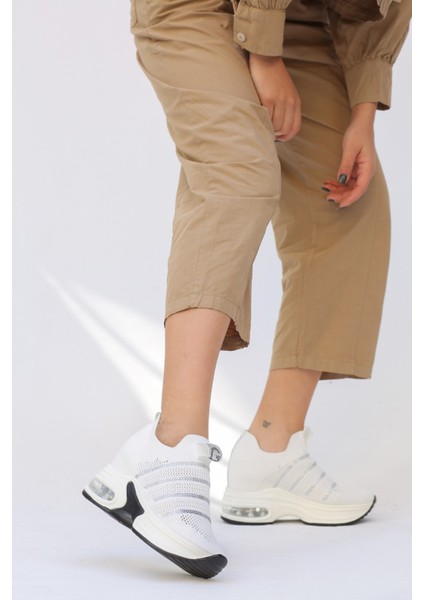 Steve Örgü Yapılı Taş Detaylı Air Tabanlı Kadın Sneakers G080 fiyatları