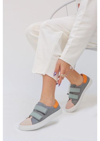 Alison Doğal Deri Materyal Kauçuk Taban Füme-Pudra Kadın Sneakers 008 fiyatları