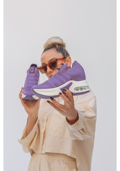 Steve Örgü Yapılı Taş Detaylı Air Tabanlı Kadın Sneakers G080
