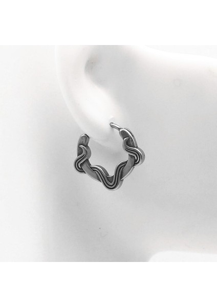 Butik Halka Parlatma Vintage Geçirmeli Erkek Çelik Küpe