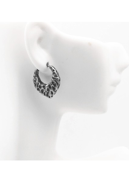 Gotik Eskitmeli Damla Model Büyük Geçirmeli Halka 316L Çelik Erkek Küpe indirimleri