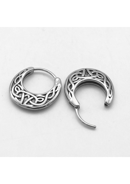 Tribal Desen Işleme Vintage Damla Model Geçirmeli Motorcu Butik 316L Çelik Erkek Küpe modelleri