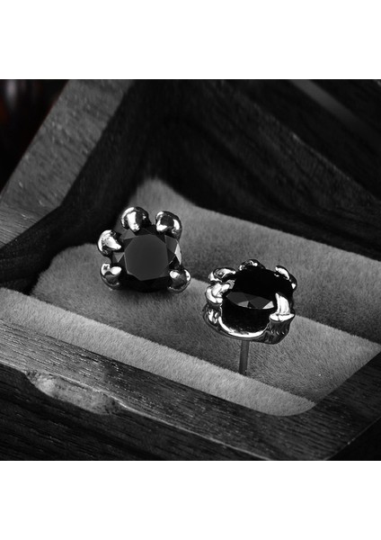 Ejder Pençesi Gotik Zirkon Taşlı Claw Witchcraft Çivi Model Büyük Boy 316L Çelik Erkek Küpe fırsatları