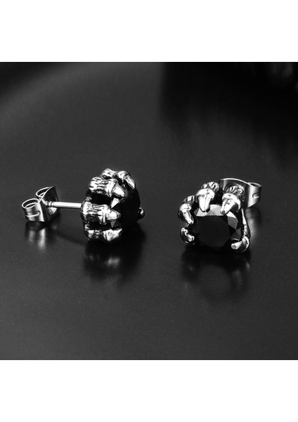 Ejder Pençesi Gotik Zirkon Taşlı Claw Witchcraft Çivi Model Büyük Boy 316L Çelik Erkek Küpe indirimleri