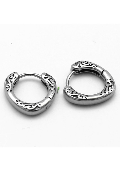 Butik Desenli Halka Damla Model Butik Işlemeli Ince Geçirmeli 316L Çelik Erkek Küpe fiyatları