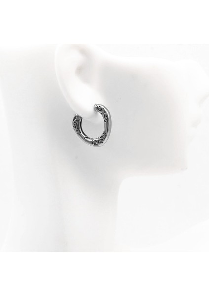 Butik Desenli Halka Damla Model Butik Işlemeli Ince Geçirmeli 316L Çelik Erkek Küpe indirimleri