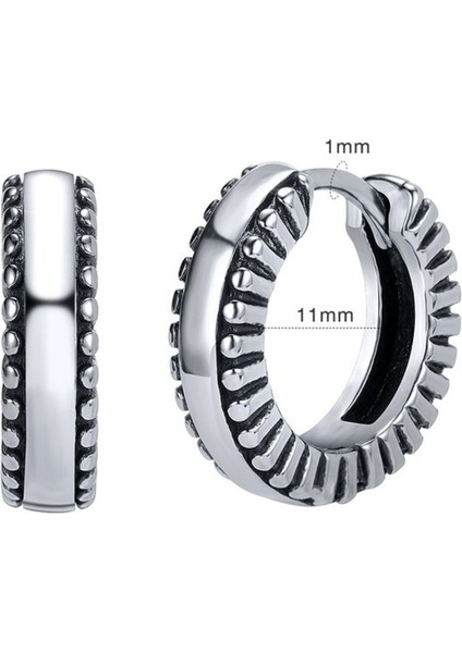 Çizgi Işlemeli Klasik Tarz Motorcu 316L Çelik Erkek Küpe fiyatları