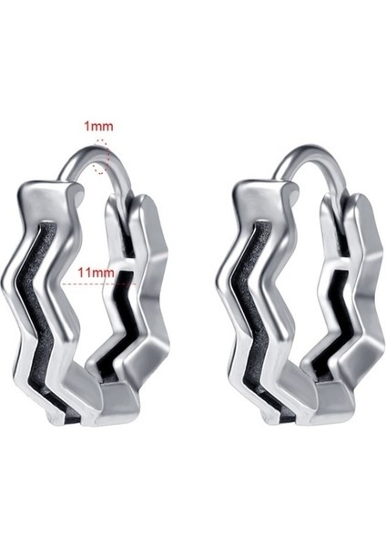 Zikzak Çizgili Spor Tarz Modern Geçirmeli Motorcu Erkek 316L Çelik Küpe modelleri
