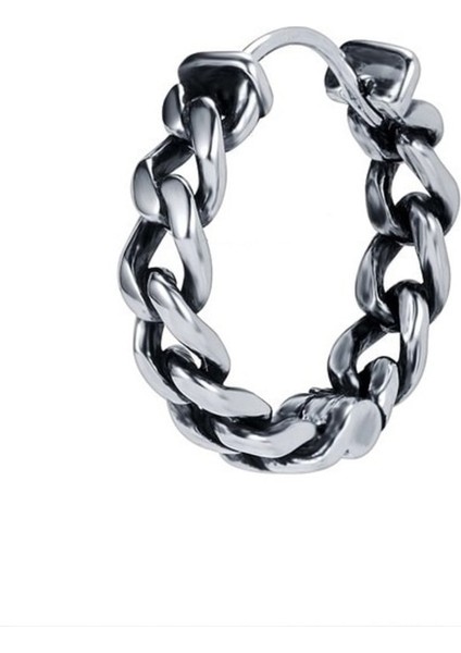 Örgü Halka Geçirmeli Butik 316L Çelik Erkek Küpe