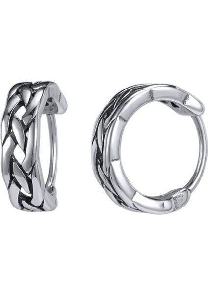 Örgü Dizayn Halka Modern 316L Çelik Geçirmeli Erkek Küpe