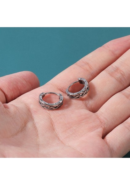 Örgü Dizayn Halka Modern 316L Çelik Geçirmeli Erkek Küpe fiyatları