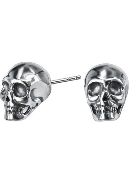 Büyük Kurukafa Gotik Çivi Model Skull 316L Çelik Erkek Küpe