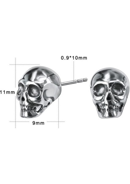 Büyük Kurukafa Gotik Çivi Model Skull 316L Çelik Erkek Küpe