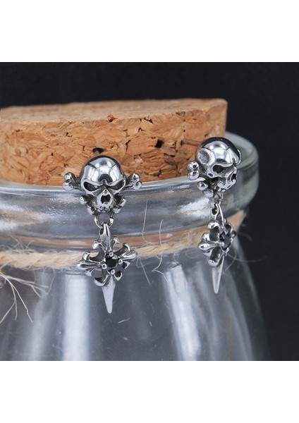 Sallantılı Model Skull 316L Çelik Erkek Küpe fiyatları