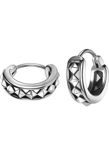 Halka Kristal Dizayn Geçirmeli 316L Çelik Erkek Küpe