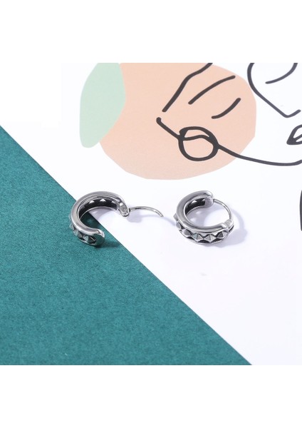 Halka Kristal Dizayn Geçirmeli 316L Çelik Erkek Küpe modelleri