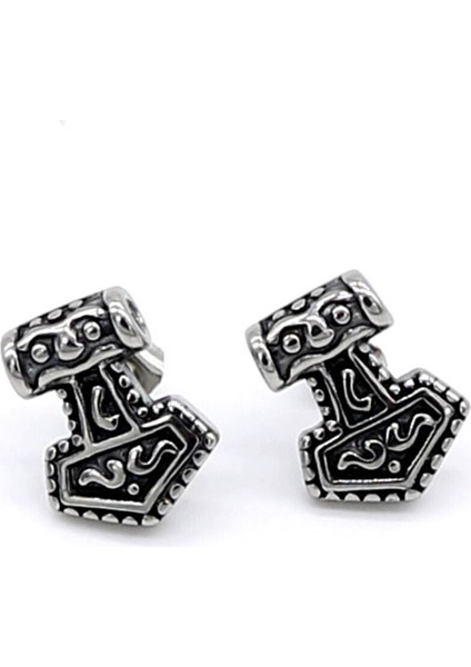 Thor Mjollnir Iskandinav Nordik Tarz Odin Çekiç Çivi Model 316L Çelik Unisex Küpe fiyatları