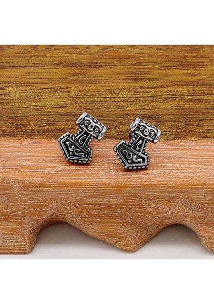 Thor Mjollnir Iskandinav Nordik Tarz Odin Çekiç Çivi Model 316L Çelik Unisex Küpe modelleri