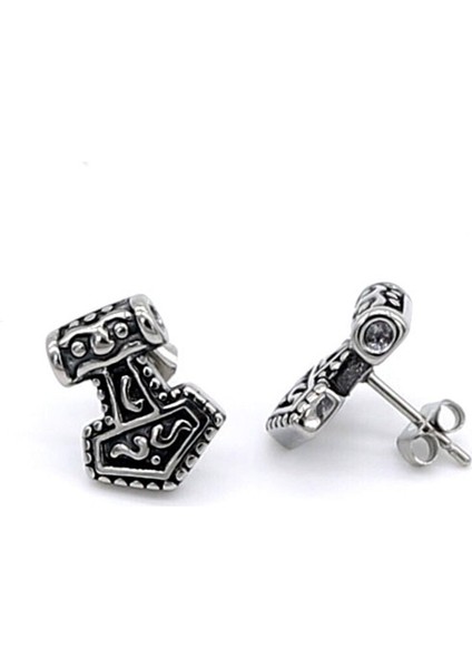 Thor Mjollnir Iskandinav Nordik Tarz Odin Çekiç Çivi Model 316L Çelik Unisex Küpe fırsatları