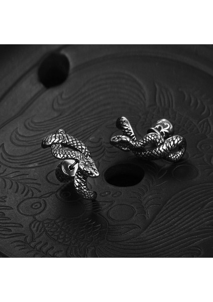 Yılan Tasarımlı Büyük Boy Gotik Çivi Model Butik King Size 316L Çelik Erkek Küpe fiyatları