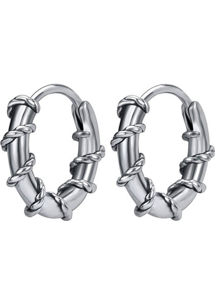 Denizci Halatlı Halka Dizayn Geçirmeli Erkek 316L Çelik Küpe