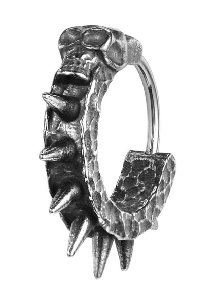 Gotik Kurukafa Işlemeli Dikenli Punk Eskitmeli 316L Çelik Erkek Küpe fiyatları