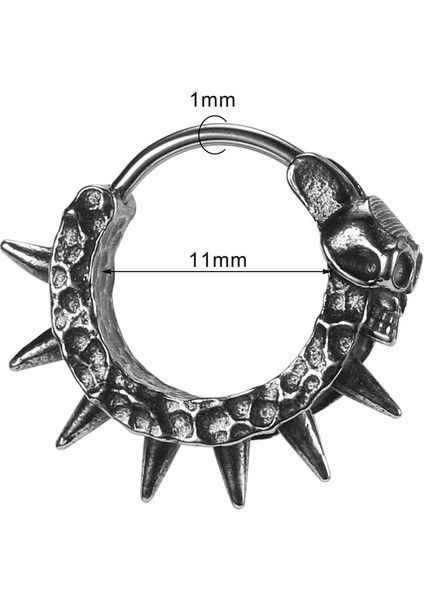 Gotik Kurukafa Işlemeli Dikenli Punk Eskitmeli 316L Çelik Erkek Küpe modelleri