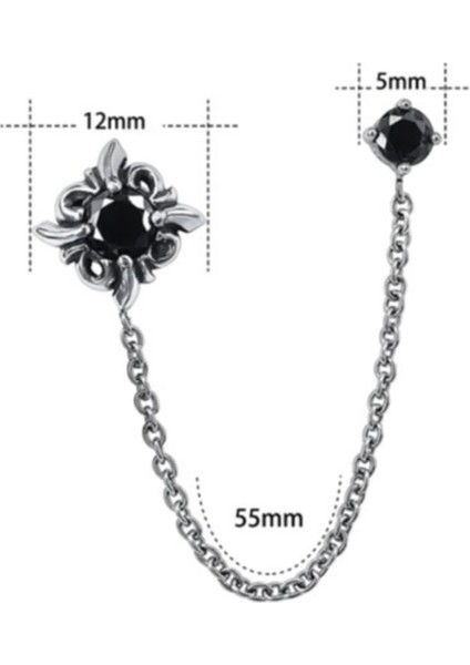 Çift Kombin Çiçek Gotik Double Cross Zincirli Geçirmeli Sallantılı Zirkon 316L Çelik Küpe Tekli modelleri