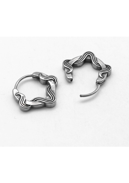 Halka Parlatma Vintage Geçirmeli Erkek Çelik Küpe modelleri