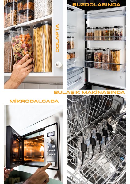 8'li Sızdırmaz, Çift Kilit Klipsli, Vakum Kapaklı, Erzak, Baharat Saklama Kabı (4 Orta +4 Küçük) indirimleri