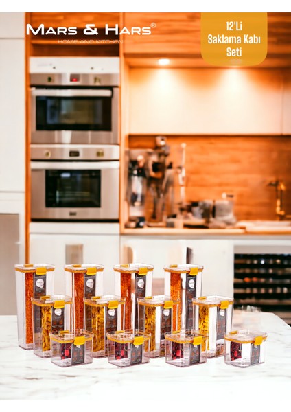 12'li Saklama Kabı Seti-Sızdırmaz-Çift Kilit Klipsli-vakum Kapaklı Erzak Saklama Kabı