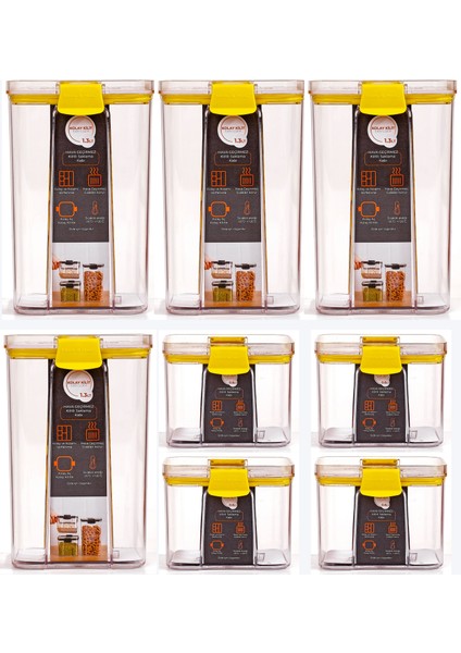 8'li Sızdırmaz, Çift Kilit Klipsli, Vakum Kapaklı, Erzak, Baharat Saklama Kabı (4 Orta +4 Küçük) indirimleri