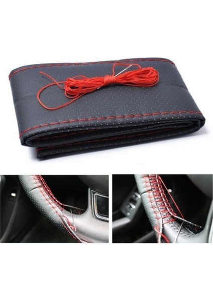 Kırmızı Dikişli Deri Dikme Direksiyon Kılıfı fiyatları
