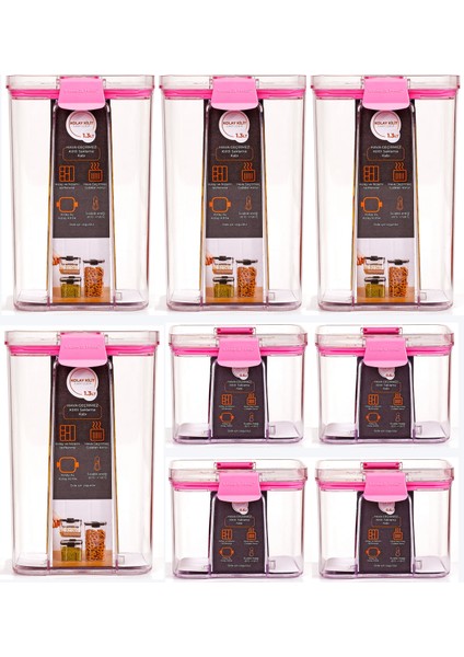8'li Sızdırmaz, Çift Kilit Klipsli, Vakum Kapaklı, Erzak, Baharat Saklama Kabı (4 Orta +4 Küçük) indirimleri
