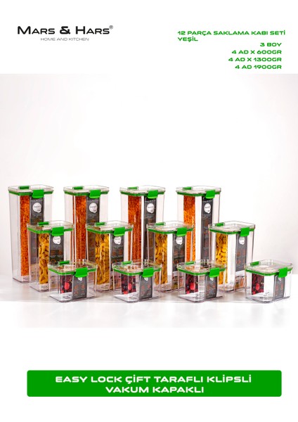 12'li Saklama Kabı Seti-Sızdırmaz-Çift Kilit Klipsli-vakum Kapaklı Erzak Saklama Kabı fırsatları