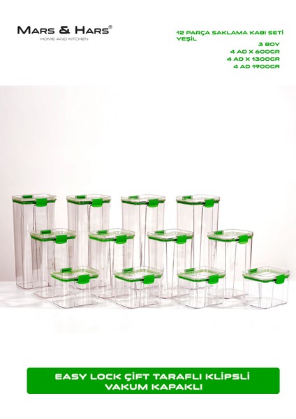 12'li Saklama Kabı Seti-Sızdırmaz-Çift Kilit Klipsli-vakum Kapaklı Erzak Saklama Kabı indirimleri