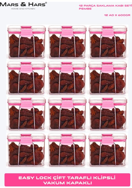 12LI Küçük Boy Sızdırmaz-Çift Kilit Klipsli-Vakum Kapaklı Erzak-Baharat Saklama Kabı fiyatları