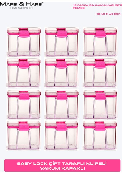 12LI Küçük Boy Sızdırmaz-Çift Kilit Klipsli-Vakum Kapaklı Erzak-Baharat Saklama Kabı modelleri