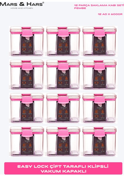 12LI Küçük Boy Sızdırmaz-Çift Kilit Klipsli-Vakum Kapaklı Erzak-Baharat Saklama Kabı fırsatları