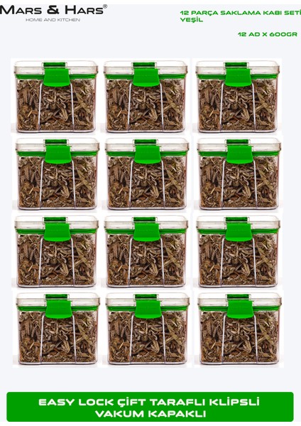 12LI Küçük Boy Sızdırmaz-Çift Kilit Klipsli-Vakum Kapaklı Erzak-Baharat Saklama Kabı fiyatları