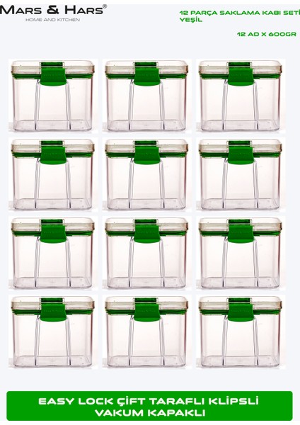 12LI Küçük Boy Sızdırmaz-Çift Kilit Klipsli-Vakum Kapaklı Erzak-Baharat Saklama Kabı modelleri